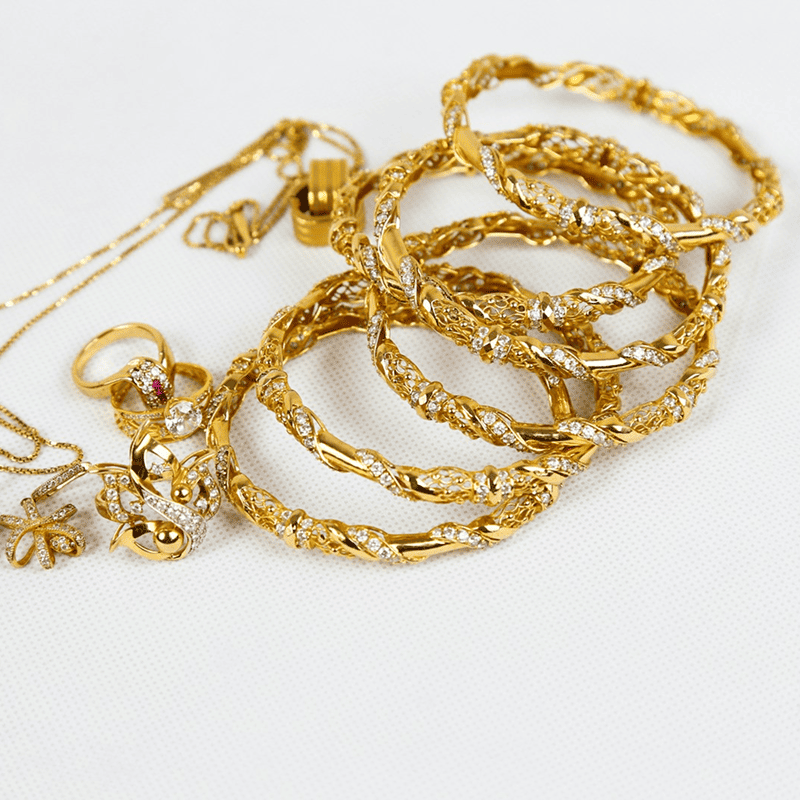 Gold Pendant Necklace with Diamond Accent
