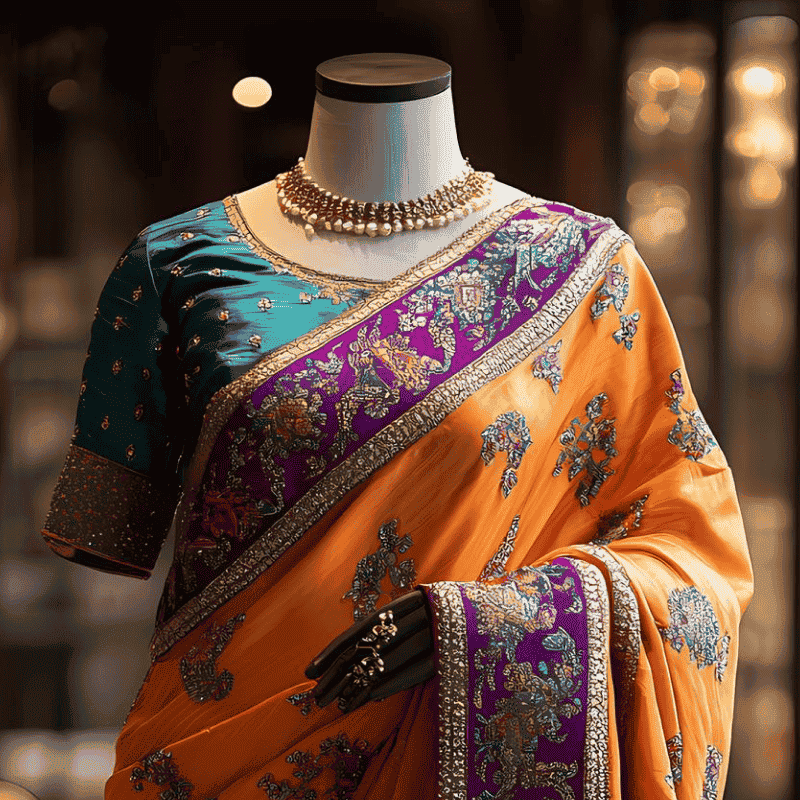 Classic Silk Saree with Intricate Zari Work and Traditional Elegance